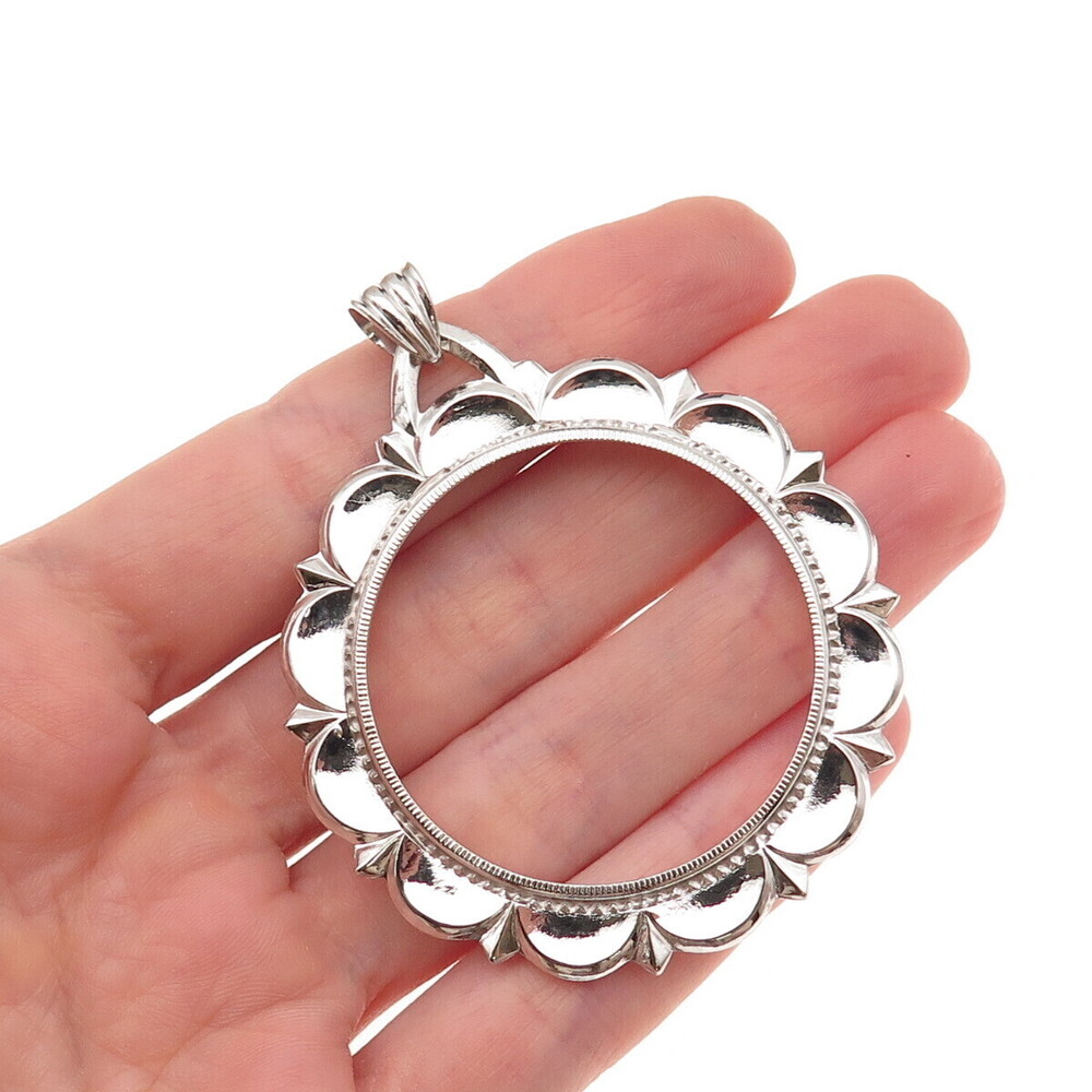 Rand & Paseka 925 Sterling Silver Vintage Morgan Coin Frame Holder Pendant